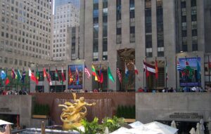new york, rockefeller center, flags, gold statue, nyc, city, buildings, gray news, gray new, rockefeller center, rockefeller center, rockefeller center, rockefeller center, rockefeller center